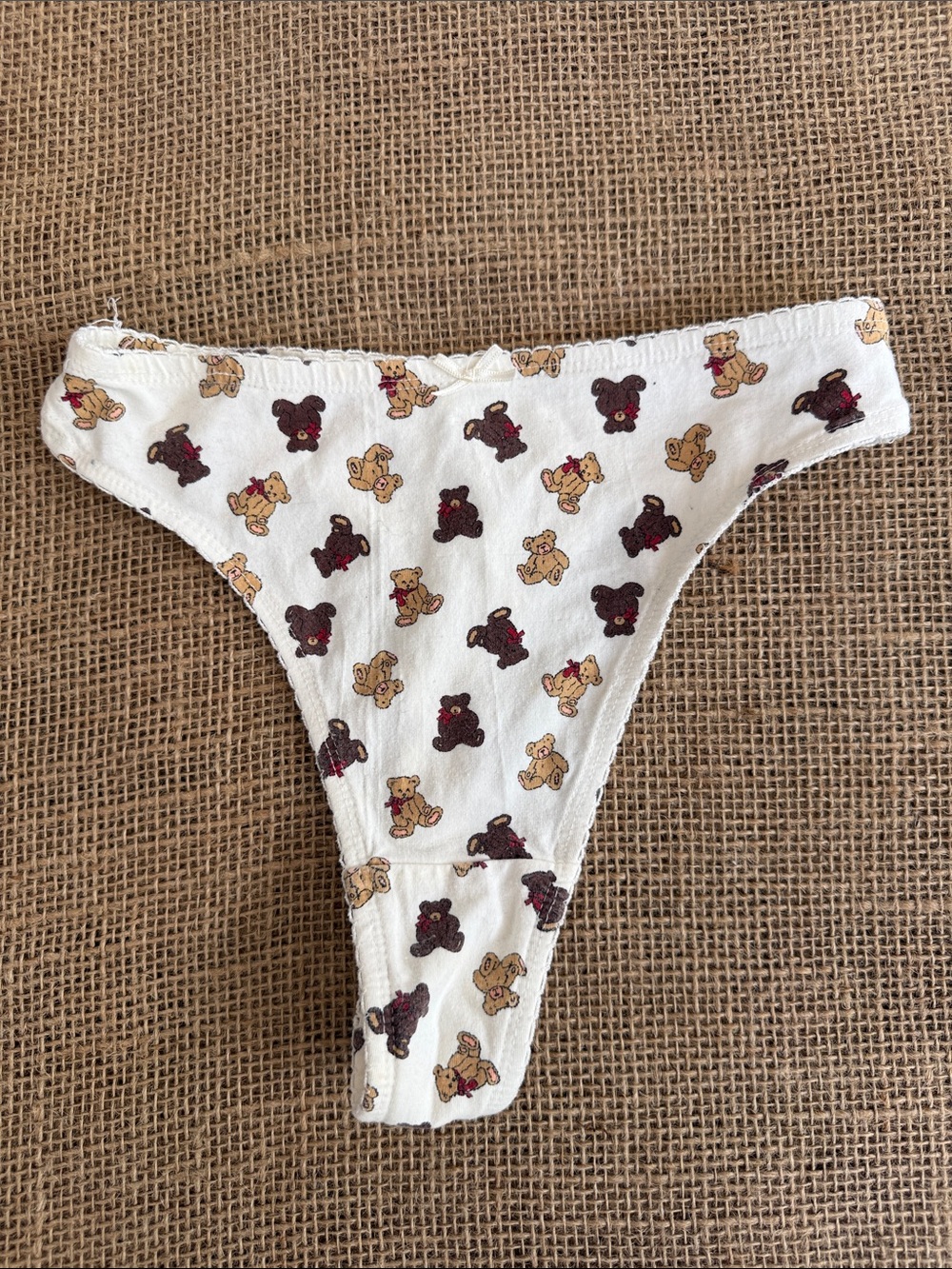 H&M White Teddy Bear Print Thong Panty